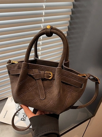 Borsa a Mano Trapuntata in Pelle PU Vintage da Donna Borsa a Tracolla di Grande Capacità Elegante Borsa per Lavoro Quotidiano