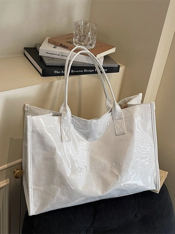 Mode Damen Große Kapazität PVC Tote Tasche Transparent Zweilagig Wasserdicht Täglich Schultertasche Brief Bedruckte Tasche