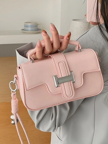 Women PU Leather Square Crossbody Bag Fashion H-Buckle Handbag Small Solid Color Shoulder Bag For Commute Daily Fashionable Satchel