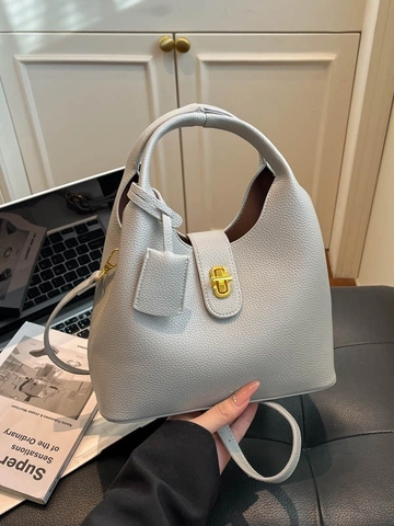 Damen PU Eimer Tasche Mit Lychee Muster Und Goldenem Drehverschluss Vielseitige Schultertasche Handtasche Für Den Alltag
