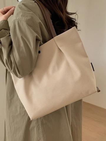 Minimalista Gran Capacidad Mujer Bolso Tote de Cuero PU Moda Bolso de Hombro Color Sólido Diario Casual Viaje Diario Bolso