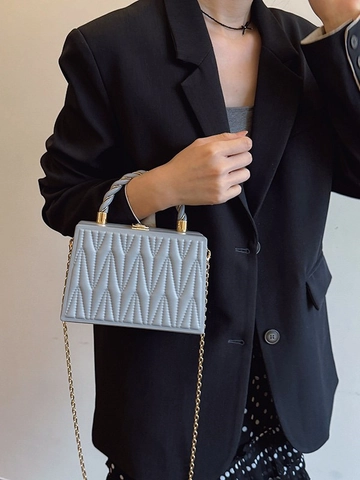 Luxury Quilted Synthetic Leather Box Bag For Women Chain Shoulder Bag Elegant Matelasse Handbag Stylish Crossbody Square Purse