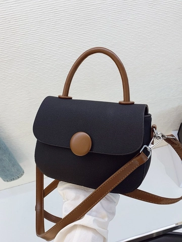 Dames Vintage PU Leer Ronde Gesp Handtas Retro Kleine Schoudertas Elegante Commuter Crossbody Tas Stijlvolle Dagelijkse Tas