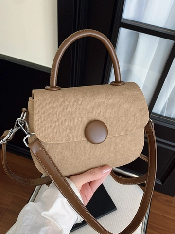 Dames Vintage PU Leer Ronde Gesp Handtas Retro Kleine Schoudertas Elegante Commuter Crossbody Tas Stijlvolle Dagelijkse Tas