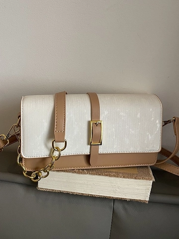 Vrouwen Retro Patchwork Schoudertas PU Leer Kleine Vierkante Crossbody Tas Contrastkleur Ketting Handtas Met Klepsluiting