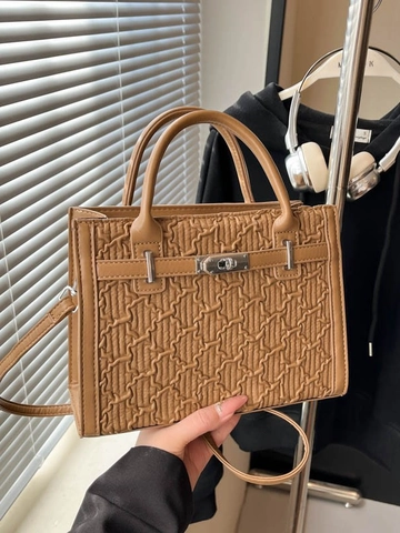 Bolso de Mano Acolchado de Cuero PU para Mujer de Moda Elegante Bolso de Bandolera con Cierre de Giro de Metal para Uso Diario