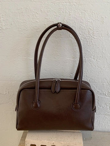 Minimalist Soft PU Leather Underarm Bag Retro Commuting Tote Shoulder Bag Large Capacity Solid Color Handbag For Women