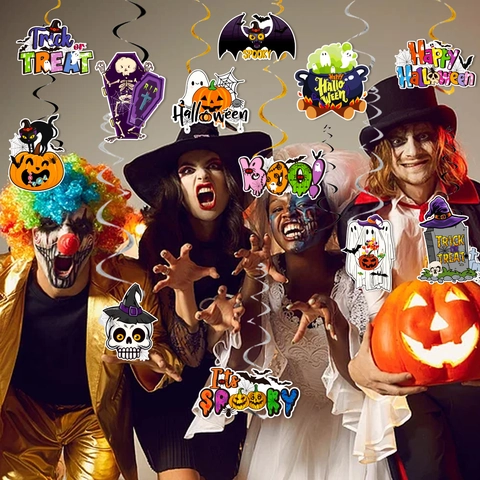 Decorazioni Appese a Spirale di Halloween Set di Carte di Carta Spirale in PVC Zucca Fantasma Pipistrello Festa Casa