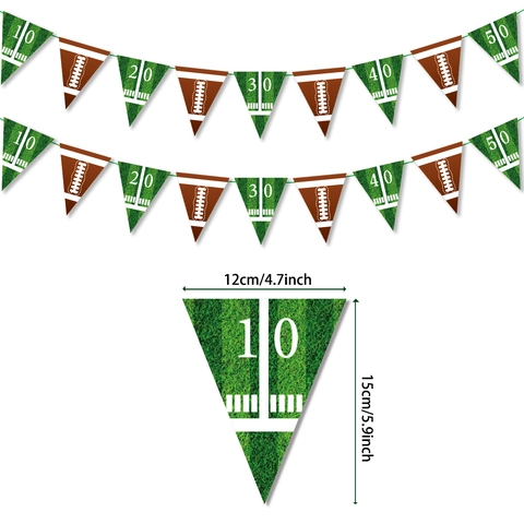 Striscione per Feste a Tema Football Americano Super Bowl in Cartoncino Ghirlanda di Gagliardetti Verde per Decorazioni Giornata di Gara