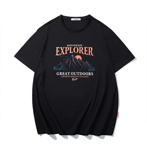Men's Plus Size Printed T-Shirt Cotton Blend Short Sleeve Crew Neck Loose Fit Streetwear Mountain Explorer Outdoor Graphic Top