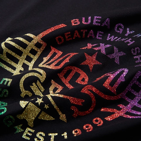 Men Plus Size Cotton T-Shirt Retro USA Graphic Rainbow Gradient Glitter Print Short Sleeve Crew Neck Streetwear Top