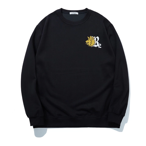 Felpa da Uomo Taglie Forti in Misto Cotone Con Stampa Leone e Lettere Pullover Vestibilità Comoda Casual Sportivo Streetwear
