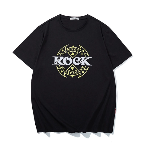 Men Plus Size Rock Theme Printed T-Shirt Casual Short Sleeve Cotton Blend Round Neck Tee Shirt Summer Big And Tall Top