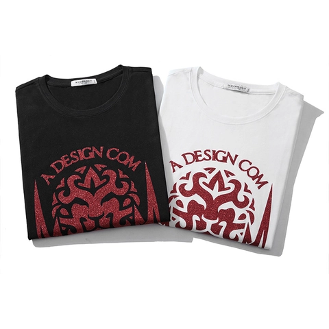 Heren Streetwear Losse Grote Maat Katoen T-Shirt Glitter Leeuw Totem Print Verlaagde Schouder Korte Mouw Casual Zomer Top