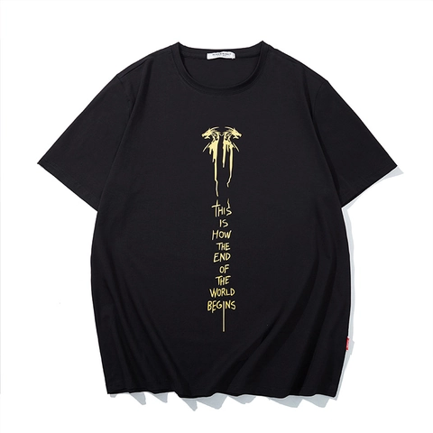 Herren Plus Size Locker Baumwolle T-Shirt Goldprägung Drachen Buchstabe Druck Rundhals Kurzarm Top Für Casual Streetwear