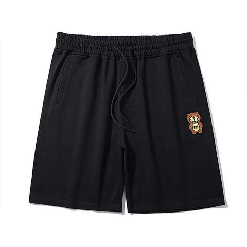 Pantalones Cortos de Mezcla de Algodón Casual Deportivo para Hombre Talla Grande Oso Bordado Pierna Recta Holgada Verano