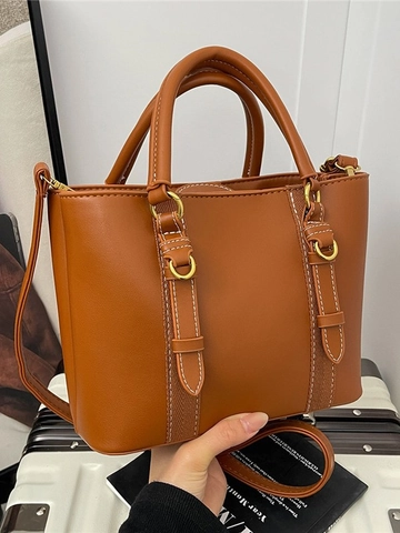 Mode Damen PU Leder Beuteltasche Kontrastnähte Handtasche Vielseitige Schultertasche Umhängetasche Mit Metallring Dekor