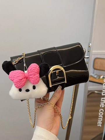 Women Patent Leather PU Crossbody Bag Glossy Mini Square Handbag With Chain Strap Fashion Versatile Shoulder Bag For Casual Travel