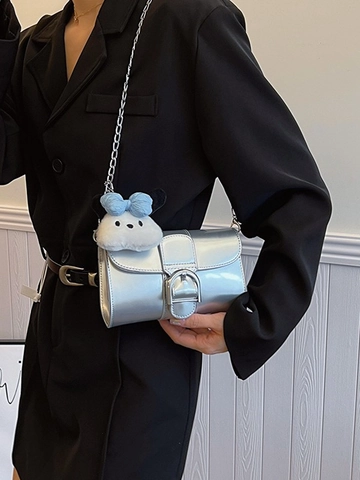 Women Patent Leather PU Crossbody Bag Glossy Mini Square Handbag With Chain Strap Fashion Versatile Shoulder Bag For Casual Travel