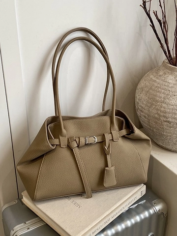 Borsa Sottobraccio in Pelle PU Retro Grande Capacità per Donna Moda Pendolare Borsa a Tracolla Design a Cucitura Casual