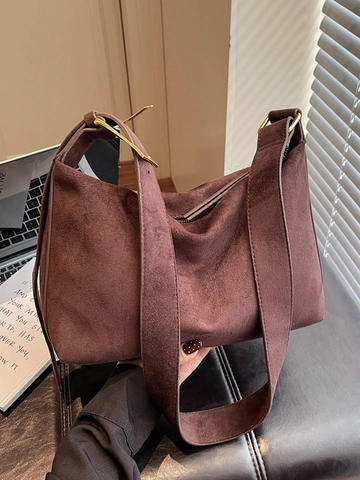 Women Retro PU Leather Tote Bag Fashion Suede Texture Shoulder Bag Large Capacity Crossbody Bag For Work Commute Daily Use
