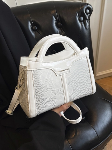 Bolso Cruzado de Cuero PU con Estampado de Serpiente Vintage para Mujer Bolso de Mano con Costuras en Contraste Asa y Correa Ajustable