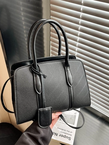 Borsa Tote da Donna Retro Grande Capacità Motivo Litchi Pelle PU Borsa a Mano Pendolare Tracolla con Pendente