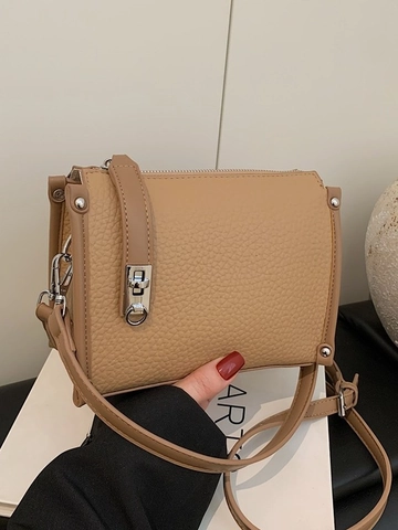 Vintage PU Leather Litchi Grain Square Crossbody Bag For Women Silver Hardware Adjustable Strap Shoulder Bag Daily Bag