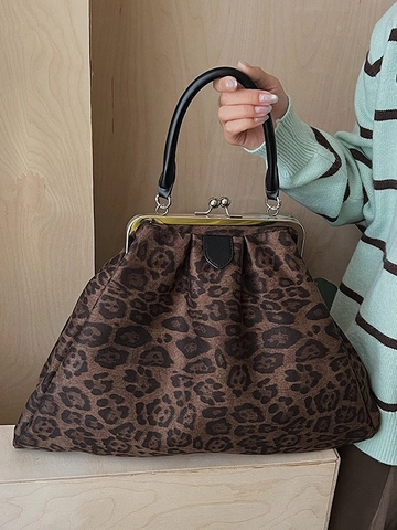 Koreaanse Stijl Geplooide Tote Tas Grote Capaciteit Canvas Dokterstas Met Kiss Lock Retro Casual Schoudertas Voor Dames