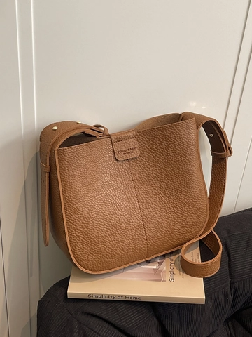 Bolso Bandolera de Mujer en Cuero PU con Patrón de Lichi y Pochette Bolso de Hombro Urbano Simple Elegante para Uso Diario