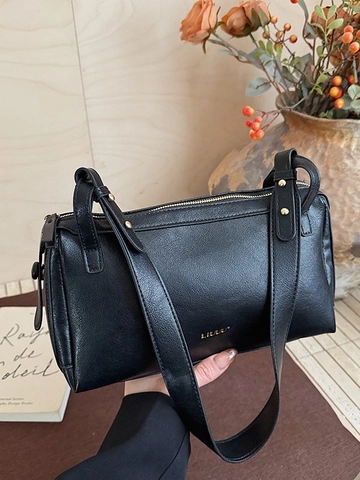 Women Retro PU Leather Pillow Crossbody Bag Solid Color High-end Underarm Shoulder Bag Commuter Fashion Rivet Purse