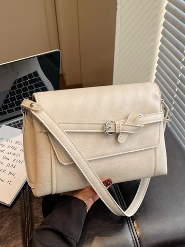 Bolso de Hombro Cruzado Minimalista Vintage de Cuero PU para Mujer Bolso Retro con Hebilla de Metal Bolso de Mano Cuadrado Versátil
