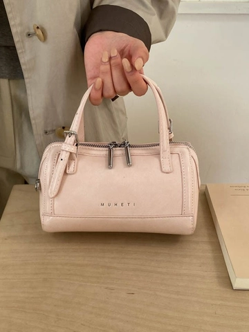 Borsa Boston da Donna Minimalista in Pelle PU Retrò Borsa a Mano a Tracolla Con Manici Superiori e Tracolla a Catena per il Pendolarismo