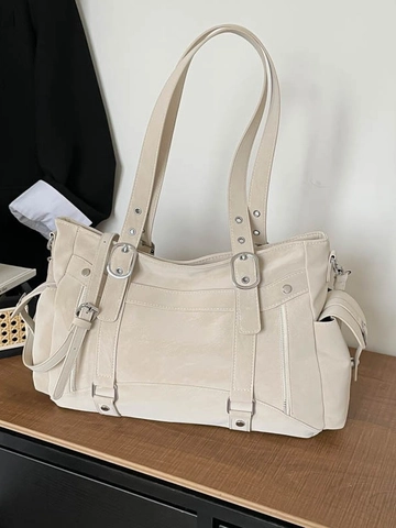 Retro PU Leder Schultertasche Mit Großer Kapazität Trendy Damen Tote Handtasche Für Den Täglichen Pendelverkehr Schicke Motorradtasche