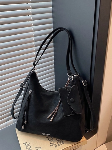 Damen Große Kapazität PU Leder Tote Bag Casual Vintage Hobo Schultertasche Mit Kleiner Tasche Urban Pendler Handtasche
