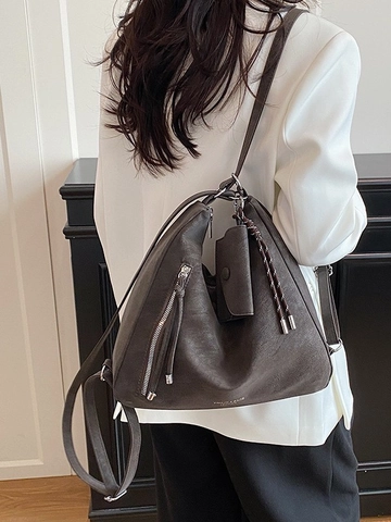 Damen Große Kapazität PU Leder Tote Bag Casual Vintage Hobo Schultertasche Mit Kleiner Tasche Urban Pendler Handtasche