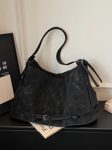 Borsa Tote da Donna in Pelle PU Vintage di Grande Capacità Borsa a Tracolla Minimalista Con Decorazione a Fibbia per il Pendolarismo Quotidiano