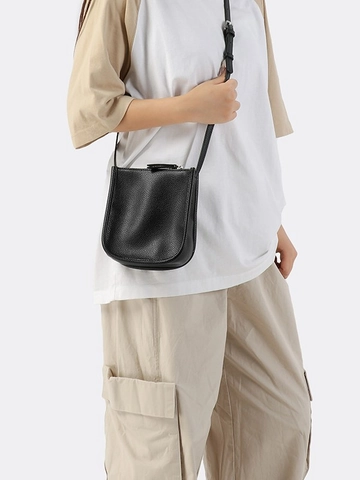 Bolso Bandolera Minimalista De Cuero PU Grano Para Mujer Urbano Casual Bolso Para Teléfono En Forma De U Con Correa De Hombro Ajustable Bolso De Hombro
