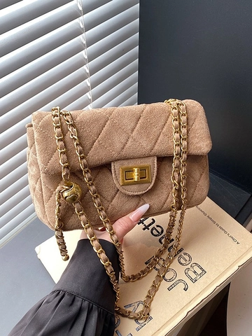 Vintage Gesteppt PU Leder Umhängetasche Für Damen Mode Kette Schulter Achsel Tasche Kleine Quadratische Handtasche Dame