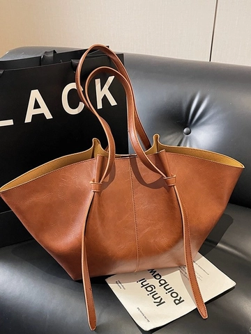 Borsa Tote da Donna di Grande Capacità in Pelle PU Borsa a Tracolla Vintage da Pendolare Borsa a Mano Casual Morbida Borsa da Viaggio Quotidiana Elegante