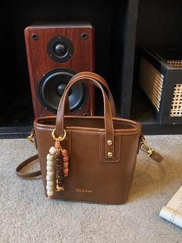 Sac Seau Minimaliste en Cuir PU pour Femmes Sac Bandoulière Tendance avec Charme Perlé Sac à Main Épaule