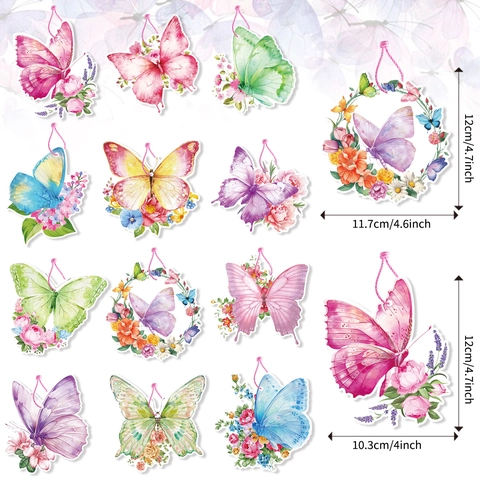 Frühling Schmetterling Thema Party Hängedekoration Aquarell Blumen Schmetterling Ausschnitte Für Kinder Geburtstag Feier Mädchen Party Haus Dekor