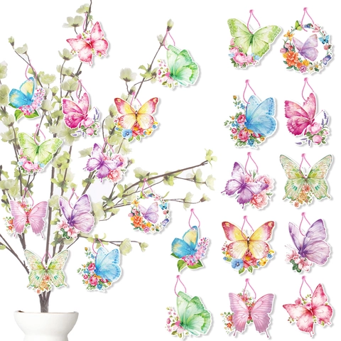 Frühling Schmetterling Thema Party Hängedekoration Aquarell Blumen Schmetterling Ausschnitte Für Kinder Geburtstag Feier Mädchen Party Haus Dekor
