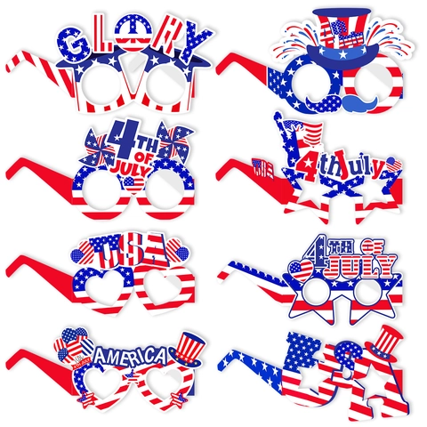 Occhiali in Cartone Festa Giorno Indipendenza USA 4 Luglio Decorazione Accessori Foto Celebrazione Patriottica Donna Uomo Bimbi