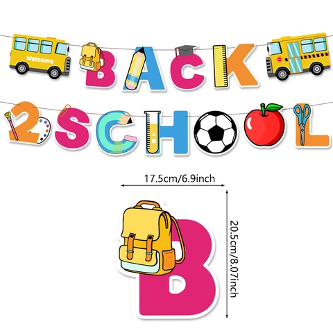 Decorazione per Festa Rientro a Scuola Banner Cake Topper Aula Scuola Materna Elementare Welcome Back Ghirlanda di Carta Stampata Accessorio