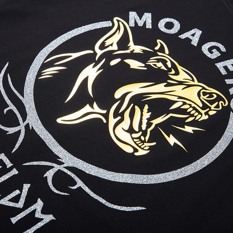 Men's Oversized T-Shirt Streetwear Cotton Blend Gold Stamping Dog Head Letter Print Short Sleeve Crew Neck Casual Top