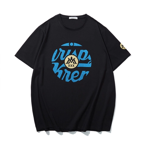 Men's Plus Size Cotton T-Shirt Oversized Loose Short Sleeve Crew Neck Letter Printed Gold Stamping Glitter Casual Summer Top