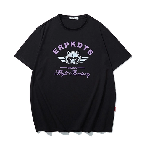 T-Shirt da Uomo Taglie Forti Oversize in Cotone Top a Maniche Corte Largo Stampa Procione Lettera Streetwear Casual Estate