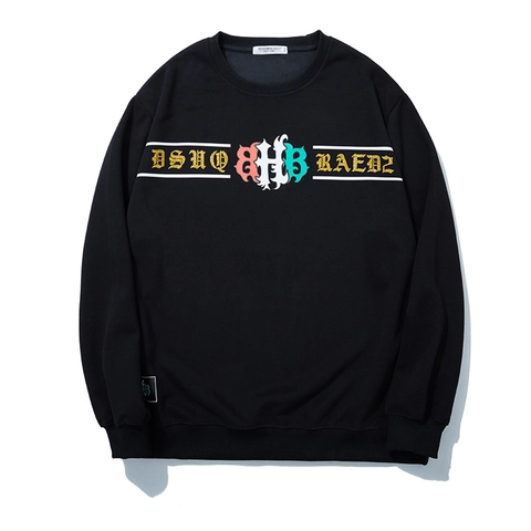 Felpa da Uomo Taglie Forti con Stampa a Lettere Gotiche in Misto Cotone Vestibilità Larga Casual a Maniche Lunghe Hip Hop