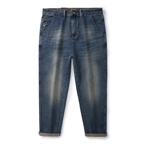 Herren Vintage Gewaschene Straight Leg Jeans Retro Distressed Baumwollmischung Denim Hose Mit Stickerei Für Freizeit Alltag